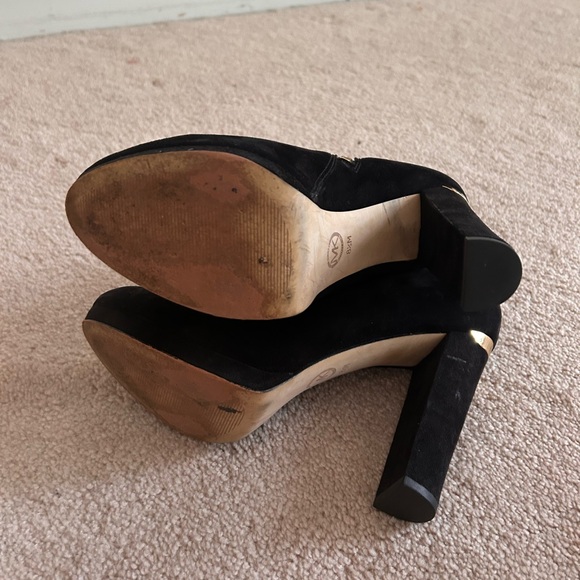 Michael Kors Women's Haven Boots Block Heel Hidden Platform Black Suede Sz 8.5 M - Picture 8 of 9